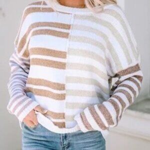 Lemon Love Super Soft Striped Chenille Sweater - Size XL - NWOT